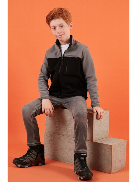 Soft Textured Zippered Color Block Stand Collar Pocket Fleece 5905001 - LC WAIKIKI