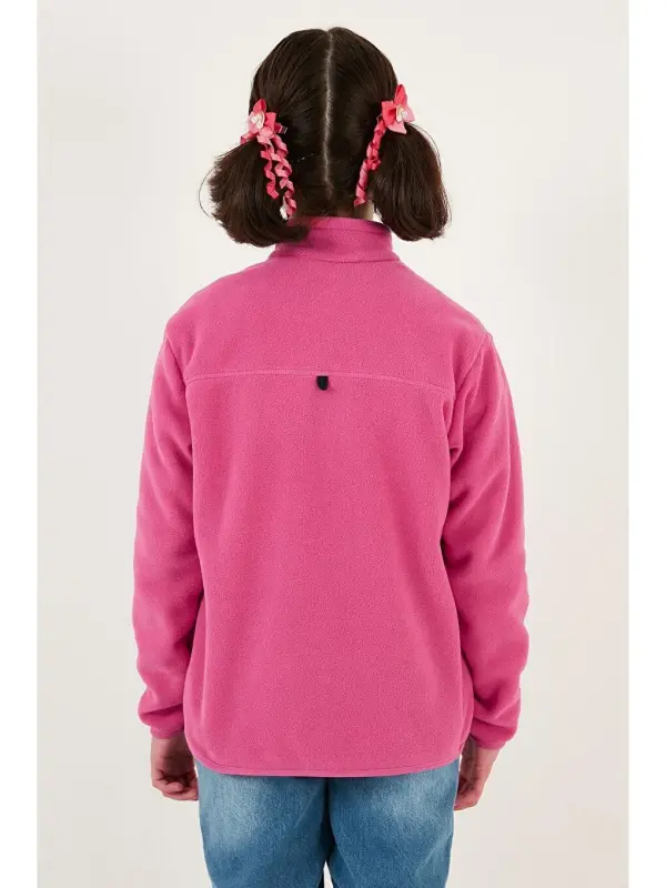 Soft Textured Zippered High Collar Fleece Winter Polar 5905002-Fuchsia - 5