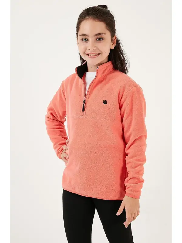 Soft Textured Zippered High Collar Fleece Winter Polar 5905002-Pink - LC WAIKIKI