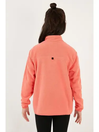 Soft Textured Zippered High Collar Fleece Winter Polar 5905002-Pink - 5