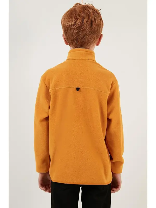 Soft Textured Zippered High Collar Winter Fleece with Fleece Interior 5905002-Yellow - 5
