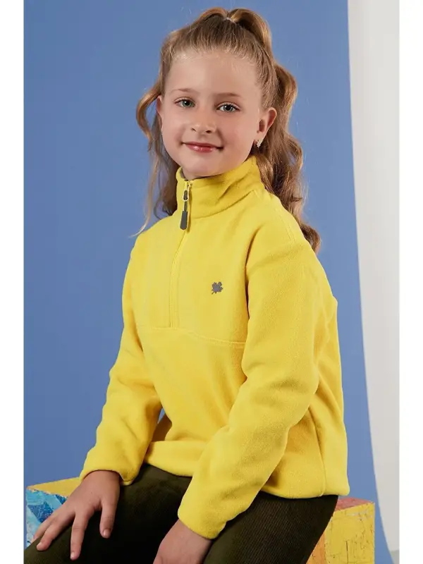 Soft Textured Zippered High Neck Fleece Winter Polar 5905002-Yellow - LC WAIKIKI