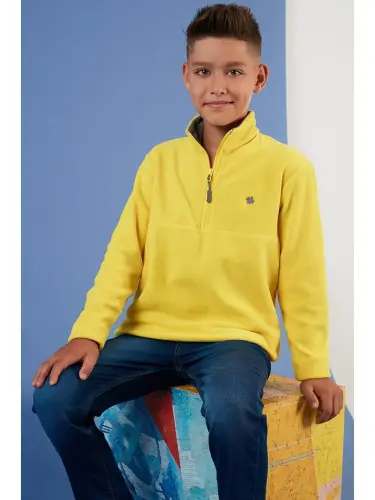 Soft Textured Zippered High Neck Fleece Winter Polar 5905002-Yellow - LC WAIKIKI (1)