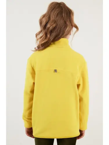 Soft Textured Zippered High Neck Fleece Winter Polar 5905002-Yellow - 8