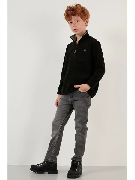 Soft Textured Zippered Stand Collar Fleece with Sherpa Lining Winter Polar 5905002 - LC WAIKIKI (1)