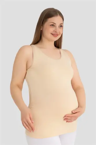 Soft Touch Cotton Maternity Tank Top Nude Thick Straps - 1