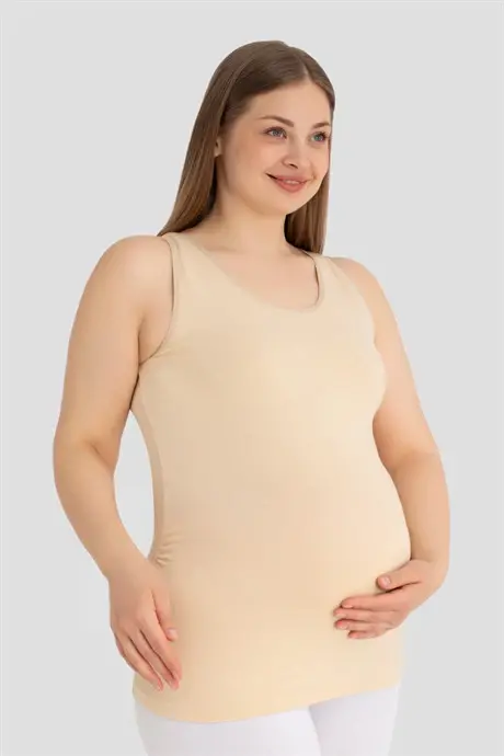 Soft Touch Cotton Maternity Tank Top Nude Thick Straps - 1