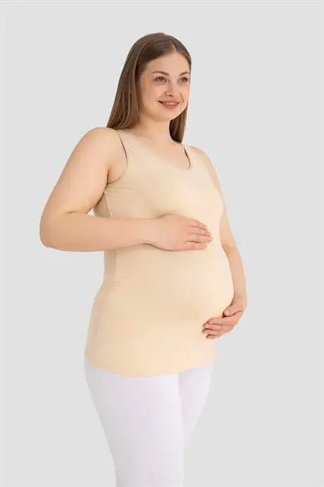 Soft Touch Cotton Maternity Tank Top Nude Thick Straps - 2