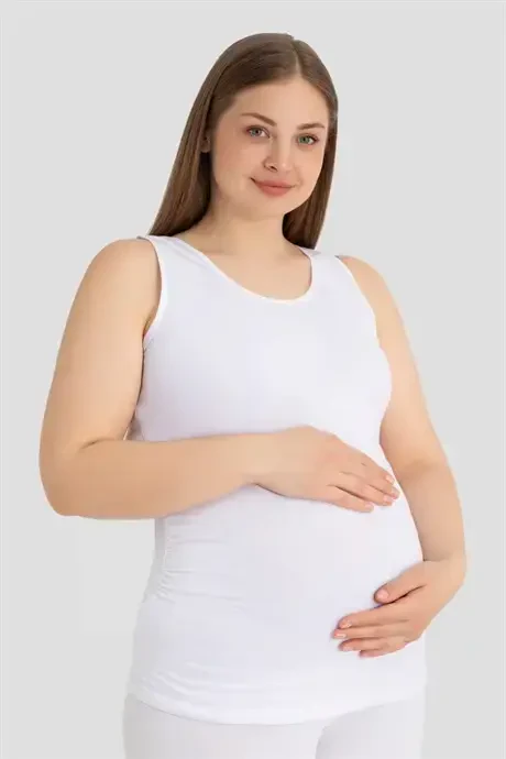 Soft Touch Cotton Maternity Tank Top White Thick Straps - BÜYÜKBEDENIZ