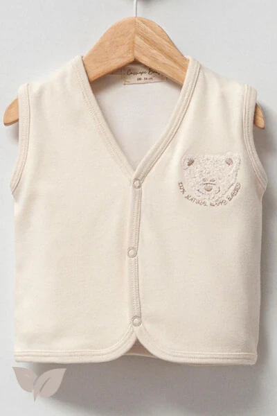 Soft Touch Jilet, 100% organik paxta, 3-6-9-12 oylik unisex chaqaloq (12 OY) - CASSIOPE (1)