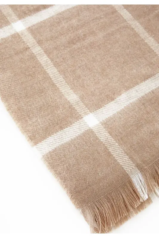 Soft Touch Püskül Detaylı Uzun Atkı-Camel Line - 4