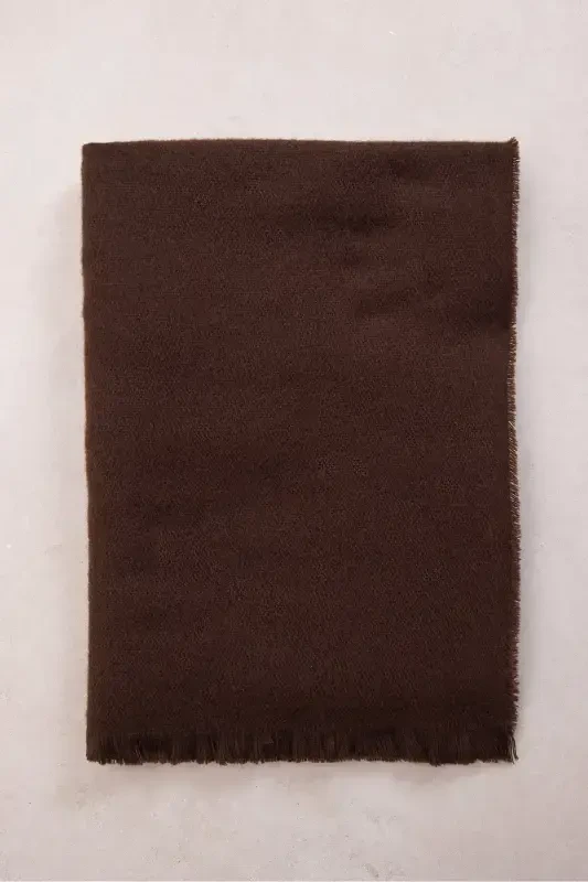 Soft Touch Püskül Tafsilotli Uzun Sharf - Achchiq Qahva - 5