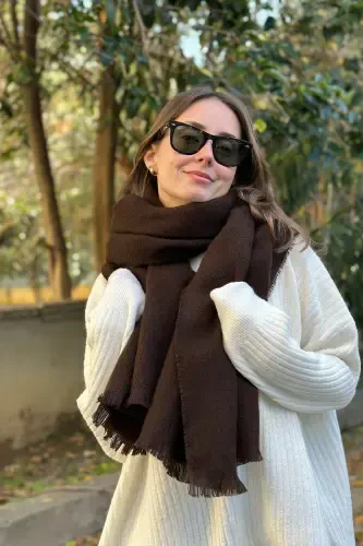 Soft Touch Tassel Detailed Long Scarf-Dark Coffee - NOVON (1)