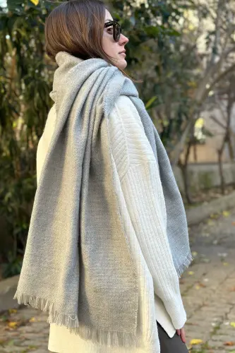 Soft Touch Tassel Detailed Long Scarf-Grey Melange - 5