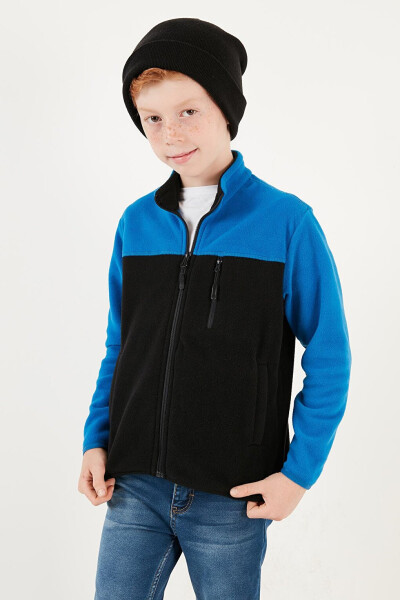 Soft Touch Zippered Color Block Stand Collar Pocket Fleece 5905001 - 19