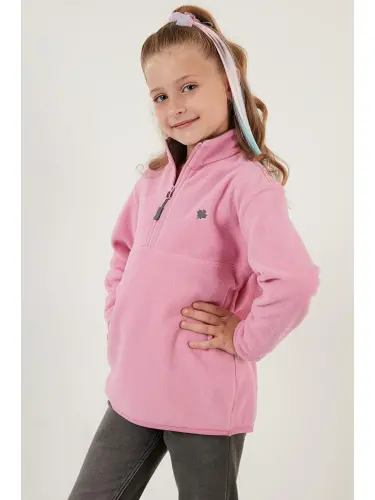 Soft Touch Zippered High Collar Fleece Lined Winter Polar 5905002-Pink - 1