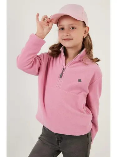 Soft Touch Zippered High Collar Fleece Lined Winter Polar 5905002-Pink - 3