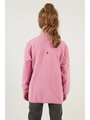 Soft Touch Zippered High Collar Fleece Lined Winter Polar 5905002-Pink - 6