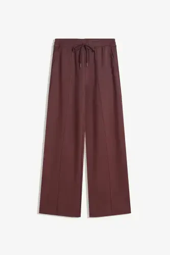 Soft wide leg pants-Burgundy - 2