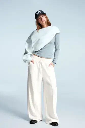 Soft wide leg pants-Cream - 1