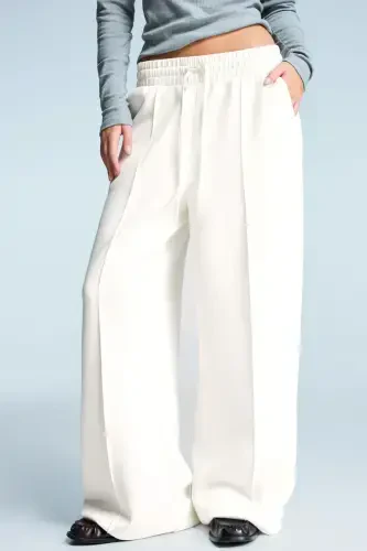 Soft wide leg pants-Cream - 4