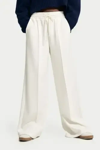 Soft wide leg pants-Cream - 5