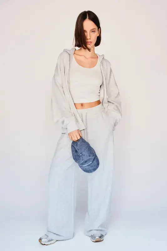 Soft wide leg pants - Grey - 5