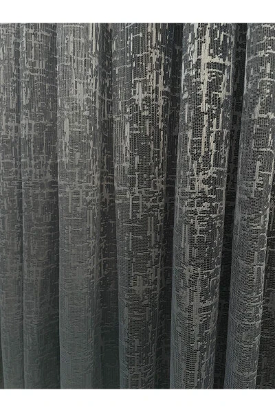 Sofya Jakar Naqshli Tül Pardasi Antrasit (Pilesiz) - 4