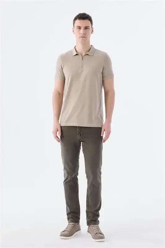 Soil Zippered Slim Fit Polo Collar T-Shirt - 2