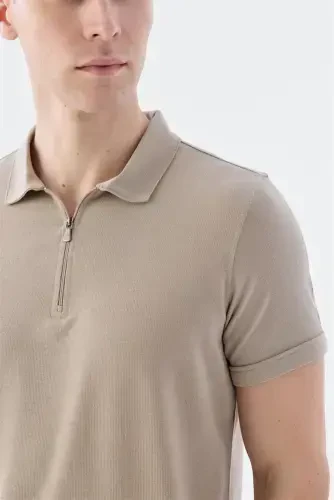 Soil Zippered Slim Fit Polo Collar T-Shirt - 3