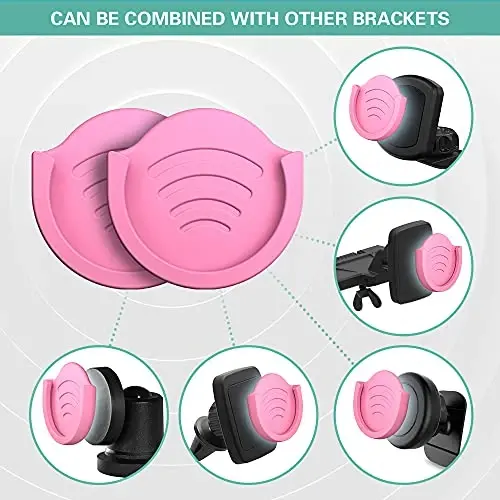 pop-tech Phone Grip Holder for Socket Users, 2 Pack Silicon Car Mount for Expanding Phone Stand with Strong 3M Adhesive Double Sided Tapes for Dashboard, Desk, Wall, Home, Office and More Pink - 3