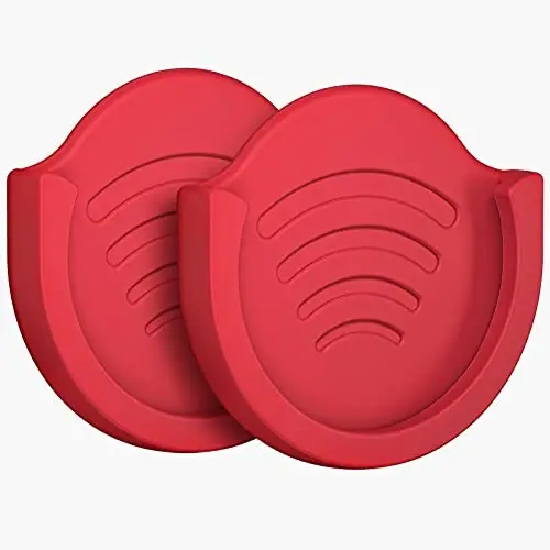 pop-tech Grip Mount for Socket User, 2 Pack Silicone Car Phone Holder for Phone Collapsible Grip/Stand with 3M Sticker Pads Replacement for Dashboard, Office, Home, Desk, Kitchen, Wall and More Red - 1