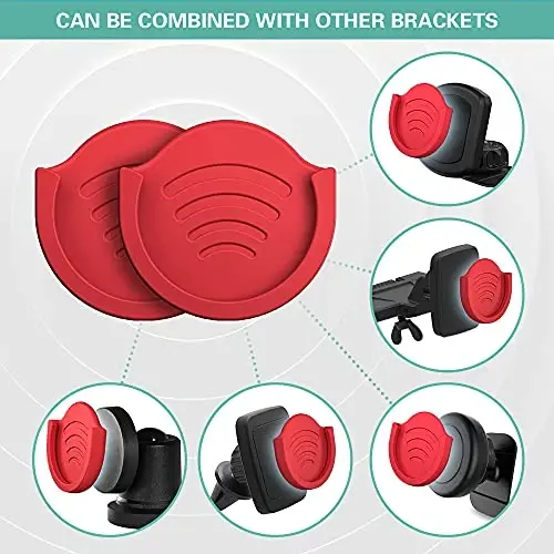 pop-tech Grip Mount for Socket User, 2 Pack Silicone Car Phone Holder for Phone Collapsible Grip/Stand with 3M Sticker Pads Replacement for Dashboard, Office, Home, Desk, Kitchen, Wall and More Red - 3