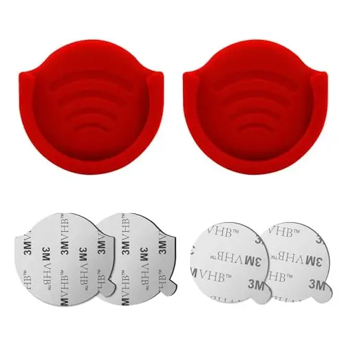 pop-tech Grip Mount for Socket User, 2 Pack Silicone Car Phone Holder for Phone Collapsible Grip/Stand with 3M Sticker Pads Replacement for Dashboard, Office, Home, Desk, Kitchen, Wall and More Red - 5