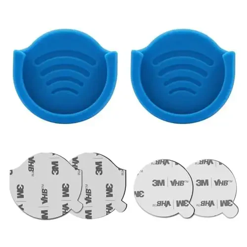 pop-tech Phone Grip for Socket Holder, 2 Pack Silicone Car Phone Mount Adhesive for Collapsible Grip & Stand with 3M Adhesive Replacement for Car Dashboard, Desk, Wall, Home, Office Blue - 6