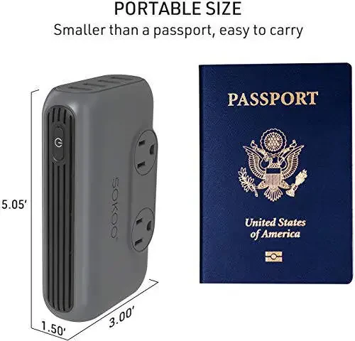 SOKOO 230-Watt Step Down 100-220V to 110V Voltage Converter, International Power Converter/Travel Adapter- Use for EU/UK/AU/US/India More Than 150 Countries, USB Quick Charger 3.0 Grey - 6