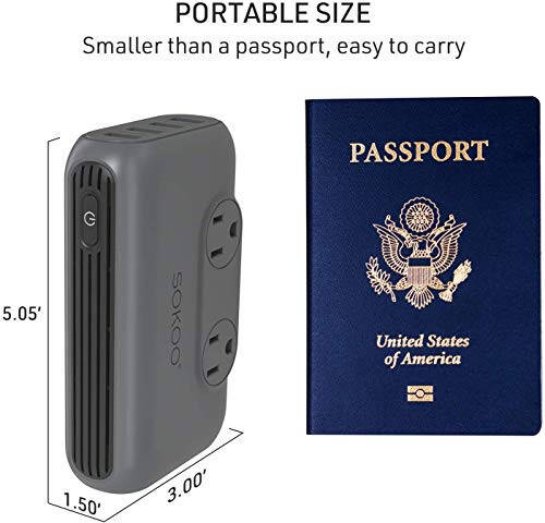 SOKOO 230-Watt Step Down 100-220V to 110V Voltage Converter, International Power Converter/Travel Adapter - Use for EU/UK/AU/US/India More Than 150 Countries, USB Quick Charger 3.0 Grey - 6