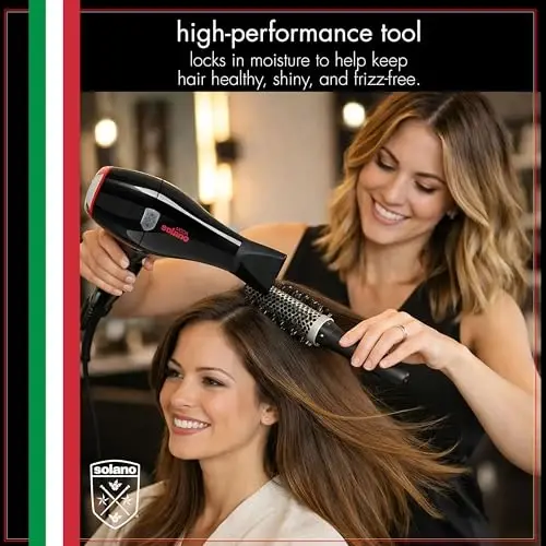Solano Moda Fast Drying 2-Speed Ionic Hair Dryer -1750 Watt + Internal | Ionic far-infrared, reduces frizz, adds shine, cuts drying time, super solano hair dryer, italian-made - 4