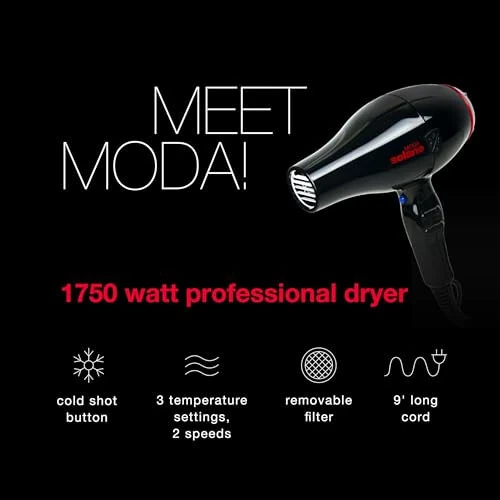Solano Moda Fast Drying 2-Speed Ionic Hair Dryer | 1750 Watt + Internal Silencer + Far Infrared Heat| Smoothing Without Sacrificing Body or Bounce | Italian-Made - 14