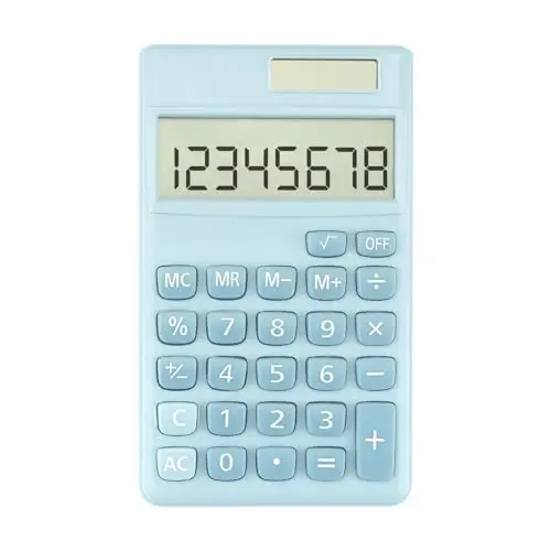 Solar Calculator,Mini Calculator Basic Calculators School for Students Pocket Calculators Blue Office Gadgets Office Supplies for Women Men - YRITIOA