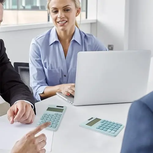 Solar Calculator,Mini Calculator Basic Calculators School for Students Pocket Calculators Blue Office Gadgets Office Supplies for Women Men - 3