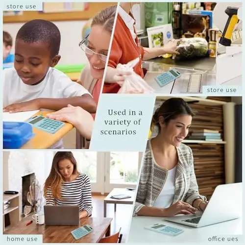 Solar Calculator,Mini Calculator Basic Calculators School for Students Pocket Calculators Blue Office Gadgets Office Supplies for Women Men - 6