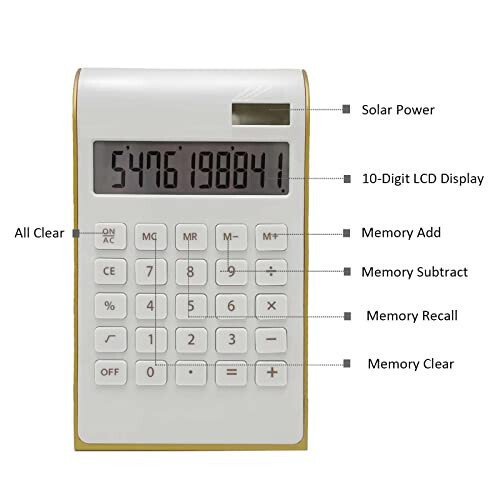 Benkaim Solar Gold Standard Function 10-Digit Desktop Calculator for Office, Home - 3