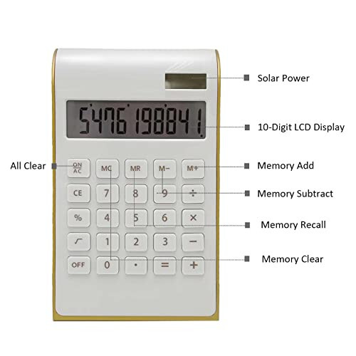 Solar Gold kalkulyatori Standart funksiyali ish stoli kalkulyatori LCD 10 raqamli ish stoli kalkulyatori ofis, uy uchun - 3