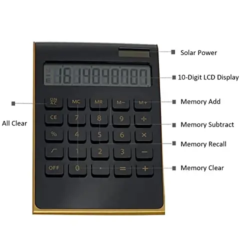 Solar Gold Standard Function Desktop LCD 10-Digit Calculator for Office, Home (Black) - 3