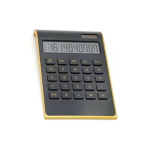 Solar Gold Standart Funktsiyasi Ish stoli LCD 10 xonali Kalkulyator Ofis, Uy uchun (Qora) - 1
