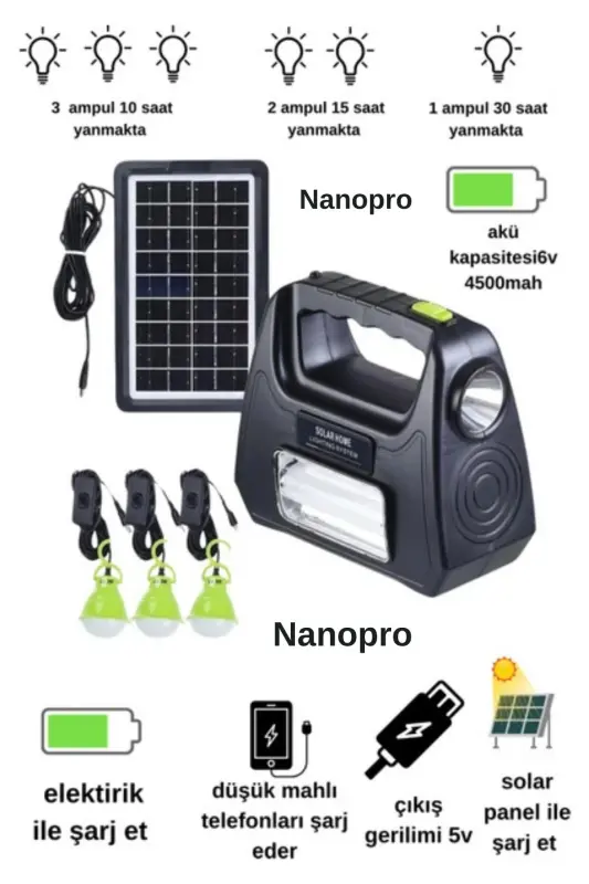 Solar Güneş Enerjili Aydınlatma Sistemi Nanopro - 1