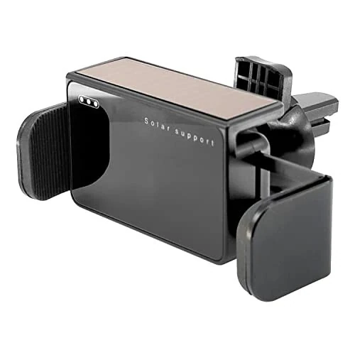 Solar Powered Air Vent Mount with 360 Degree Rotation, Auto Touch Release and Lock Cradle Compatible to iPhones Samsung Galaxy, Android Smartphones (Compact Air Vent) - Cellet