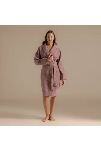 Solid Bamboo Unisex Bathrobe Ash Rose - Ash Rose - 3