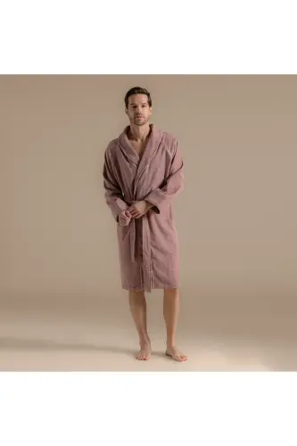 Solid Bamboo Unisex Bathrobe Ash Rose - Ash Rose - 5